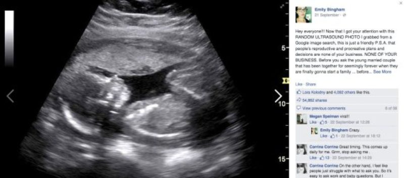 ¿Por qué no deberías preguntarle a la gente cuándo piensa tener hijos? Esta mujer da en el clavo