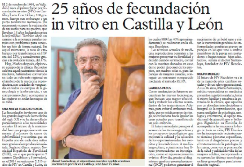 El primer “niño probeta” de Castilla y León cumple 25 años