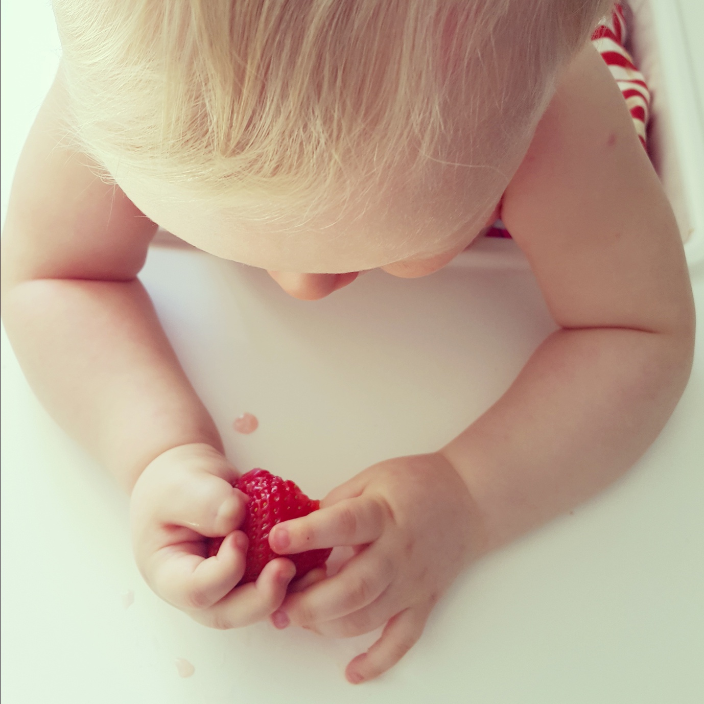 Baby try fruit summer meal